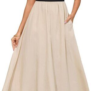 Womens 2025 Summer Spring Maxi Dress Trendy Elegant Short Sleeve Cotton Top Casu